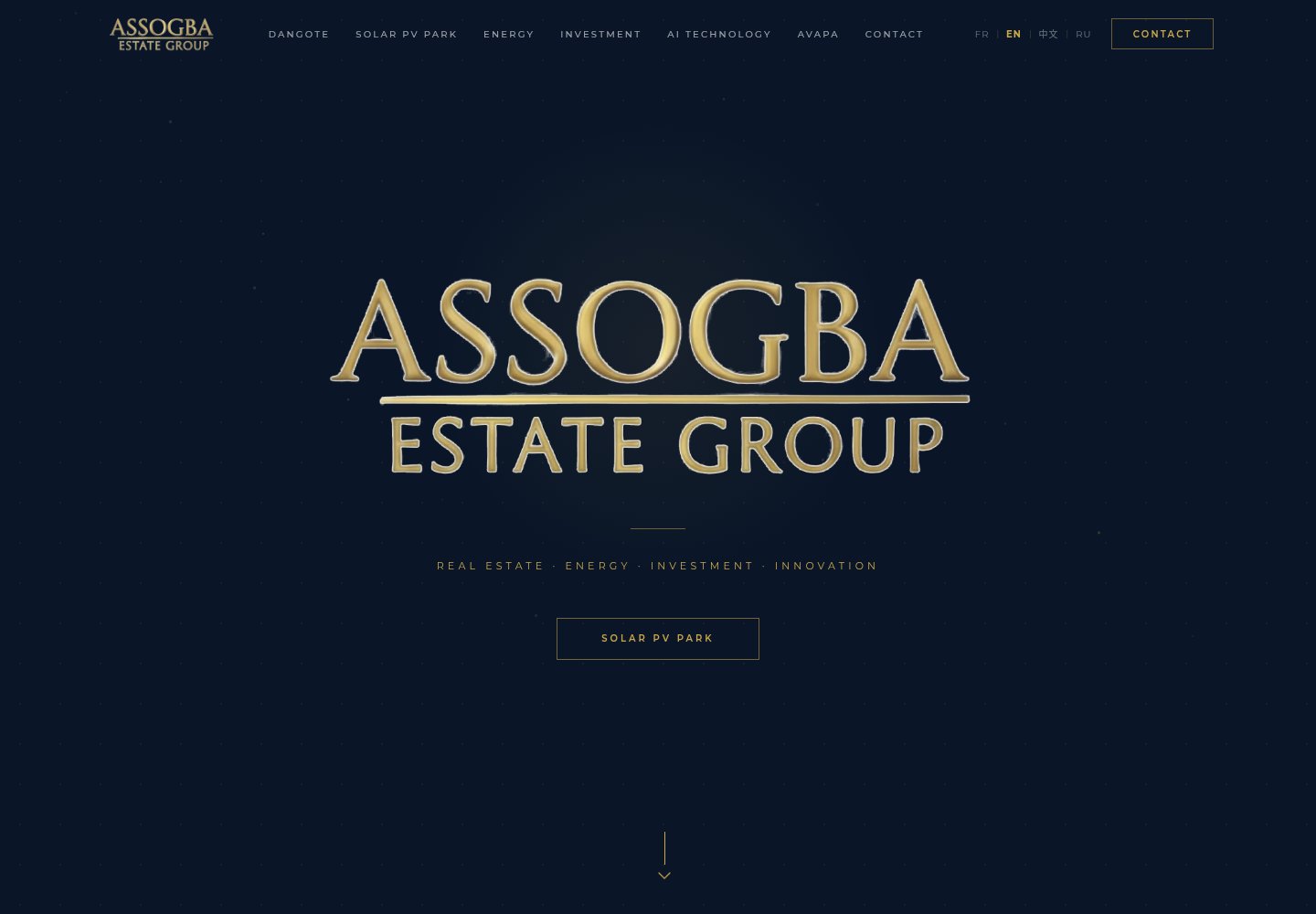 Homepage of the Assogba Estate Group website